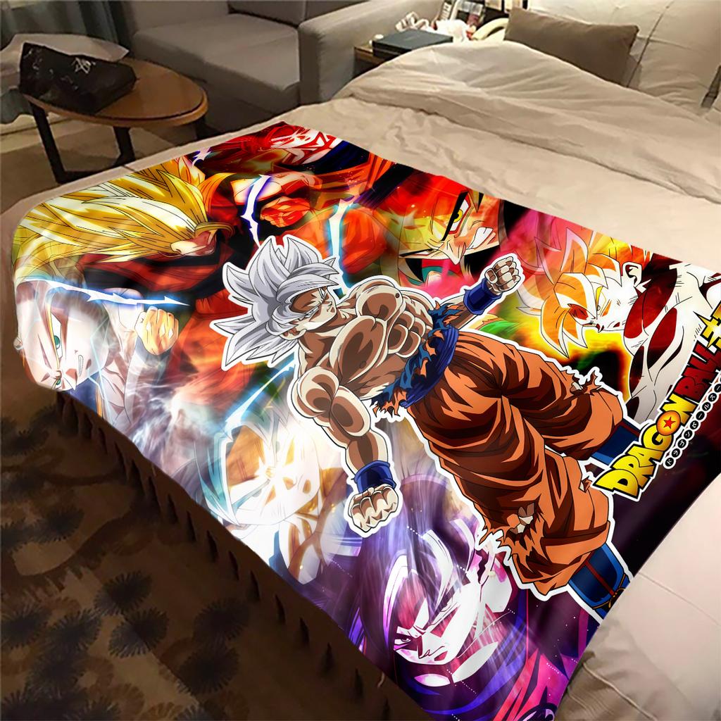 1PC Son Goku  Print Flannel Blanket, High quality All Seasons, Home Decor, Warmth and Comfort, Perfect for Christmas Gifts
