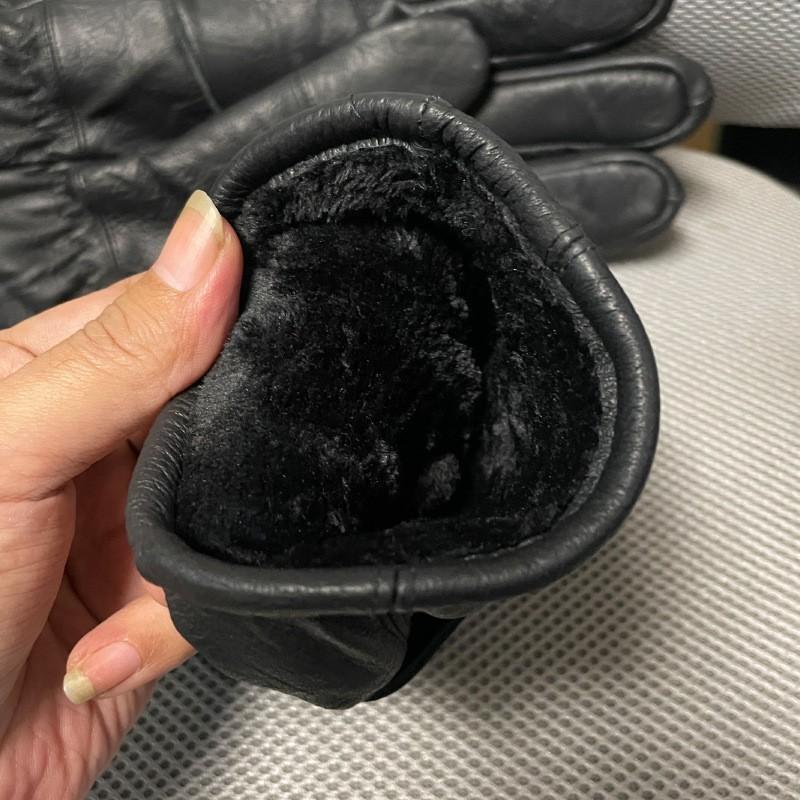 Mens Genuine Sheepskin Gloves Winter Warm Thick Fleece Lined Cycling Motorcycle Work
