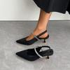 Fashion Summer New Stiletto High Heels Women Fashion Pointy Head Shallow Mouth All Matching Rhinestone After Empty Sandals