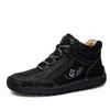 Large size men's hand-stitched shoes mid-top Martin boots casual flat-bottomed foot-fitting lazy shoes men's driving shoes