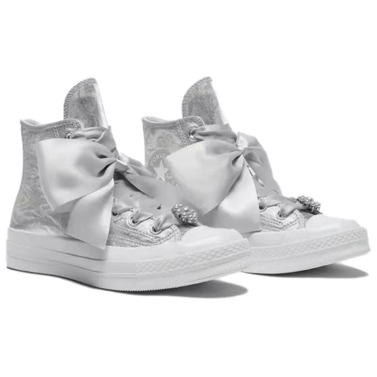 Converse Chuck Taylor All Star Comfortable Fashion Slip Resistant Durable High Top Sneakers Unisex Sneakers Silver A12772C