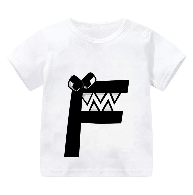 New Alphabet Lore T Shirt Print Cartoon Casual Summer Children Short-sleeved Anime T-shirt Kids Clothes Boy Game Series T Shirt