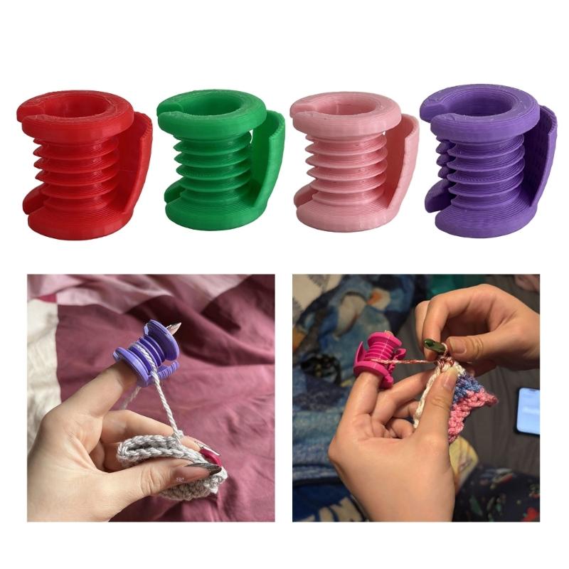 Easy to Wear Crochet Finger Protectors Plastic Elastic Comfortable for Yarn Work with Reinforced Bottom