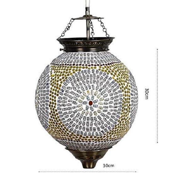Big Size Spherical Shaped Glass Pendant/hanging Lamp for Living & Home Decoration Turkish Lamp (Multicolour, Bulb Not Included); Made In India