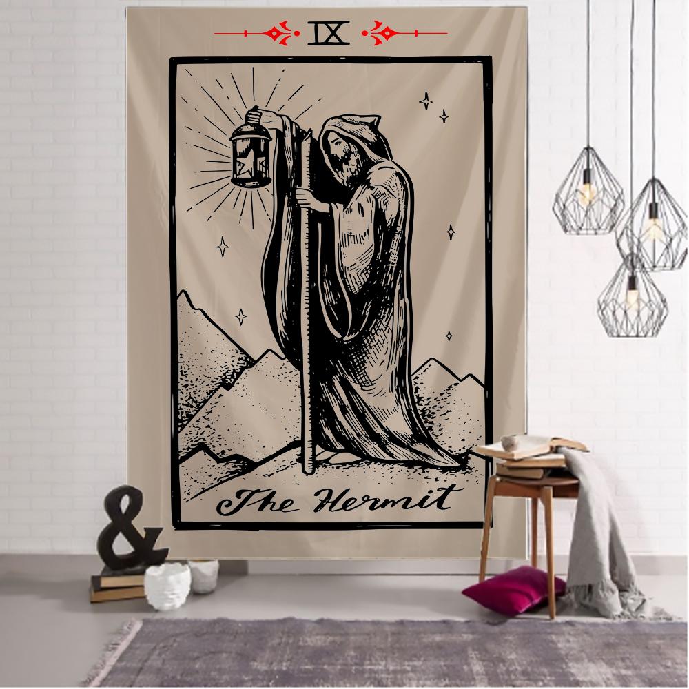 Tarot Tapestry Wall Hanging Witchcraft Hippie Beach Throw Rug Carpet Sun Moon Tapestries Bohemian Home Art Psychedelic Decor