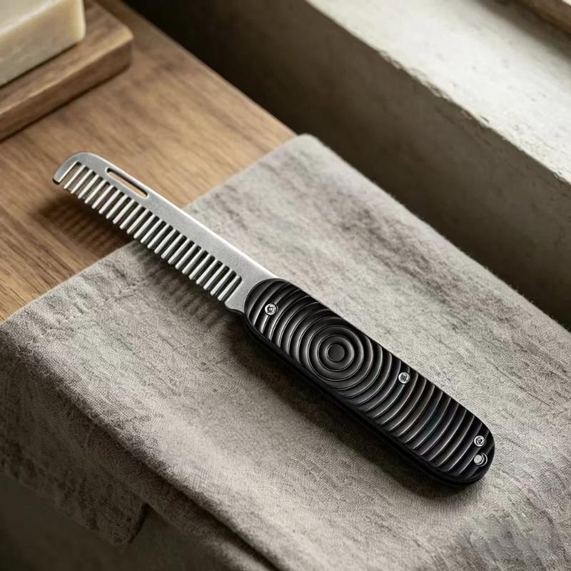 1Pcs Barber-Grade Travel Hair Mustache Comb Solid Wood & Metal Folding Beard Comb For Men Pompadour Styling Grooming Kit