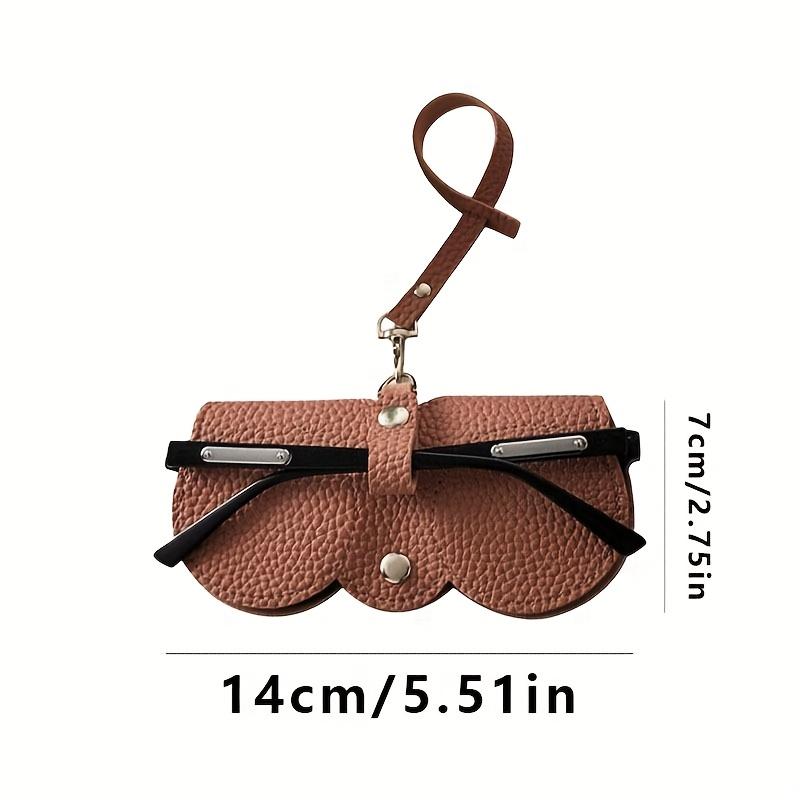 1pc Faux Leather Glasses Case Portable Glasses Pouch Protective Eyewear Storage Bag with Clip, Jewelry Organizer