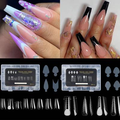 Διαφανές Πλήρες Κάλυμμα Διπλό Σύστημα Νυχιών Φόρμα Γαλλικό Μανικιούρ Αυτοκόλλητα Νυχιών UV Gel Μούχλα για Nail Art Τεχνητά Νύχια για Επέκταση