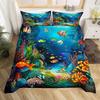Barne tegneserie Ocean Fish Dynetrekk Mikrofiber Marine Tema Sengesett Sea Underwater World Dynetrekk Queen For Gutter Jenter