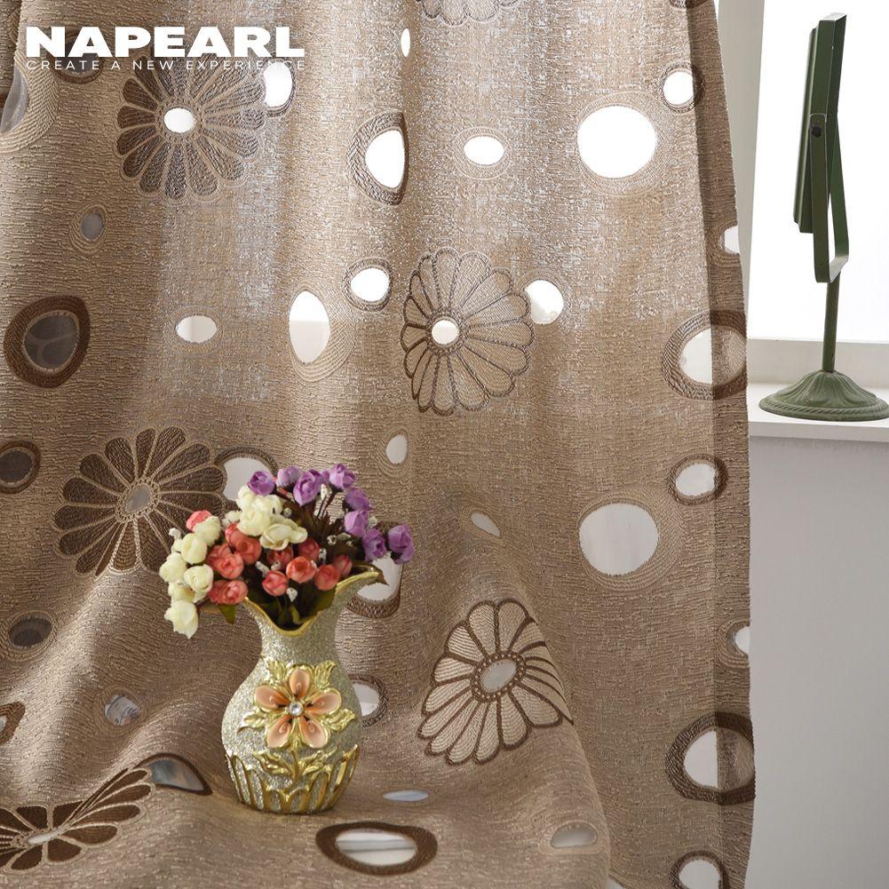 1 Stück NAPEARL Eleganter Blumen Jacquard Tüllvorhang für Schlafzimmer Wohnzimmer Fenster Heimdekoration
