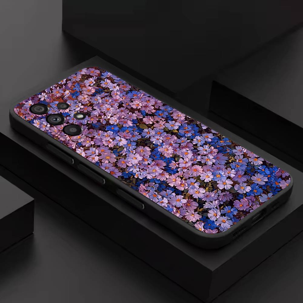 Painting Art Flower For Samsung S 26,25,24,23,22,30,21,10,9,Ultra,Plus,Lite,FE,4,5G Phone Case Black Soft Case