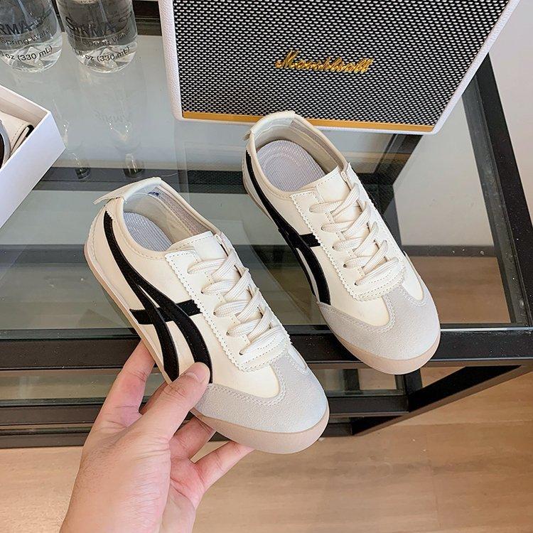 Soft leather version ballet style pink German training shoes women's spring 2025 new sports and leisure shoes retro flat Forrest Gump shoes