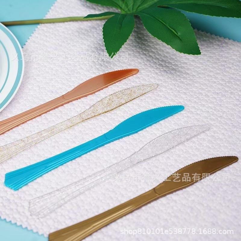 Party Birthday Spot Disposable Knives, Forks And Spoons Plastic Tableware Festive Party Dovetail Knives, Forks And Spoons Foreign Trade