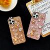 Apple 16Promax Mobile Phone Case Is Suitable For Apple 17 Glitter 14Plus Bear 13Pro Rhinestone Woman
