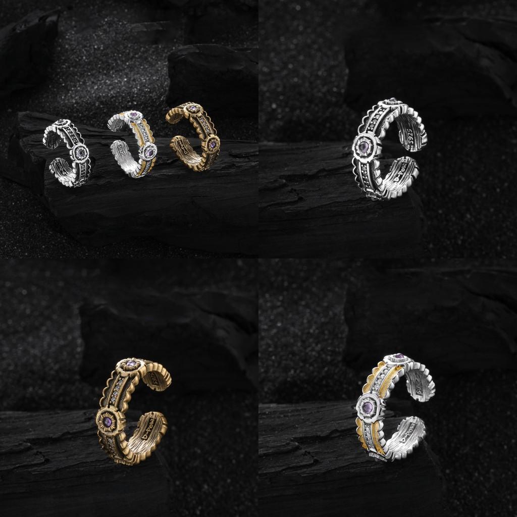Korean Elegant Vintage Style Adjustable Open Copper Ring With Sparkling Zirconia For Women