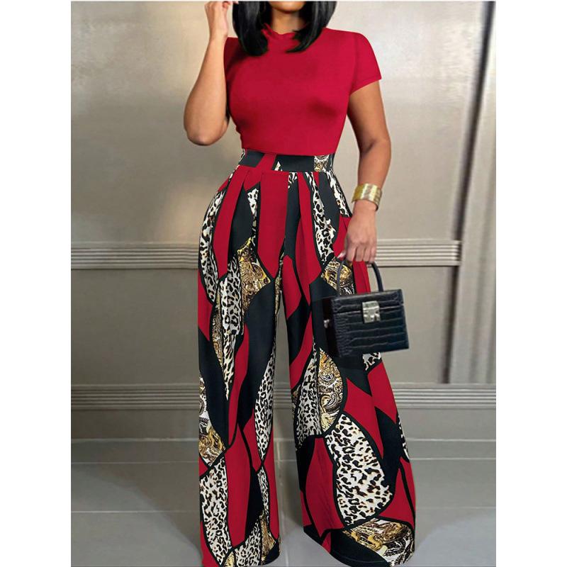Women's Sleeveless Printed Fashion Set with Versatile Wide-Leg Pants