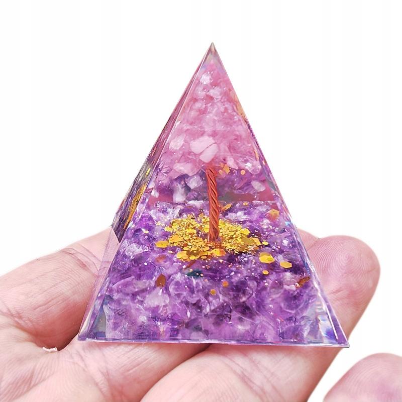 Pyramid Orgonite + Led Lamp Base 5Cm Crystal Stones Amulet 5Cm Hx06