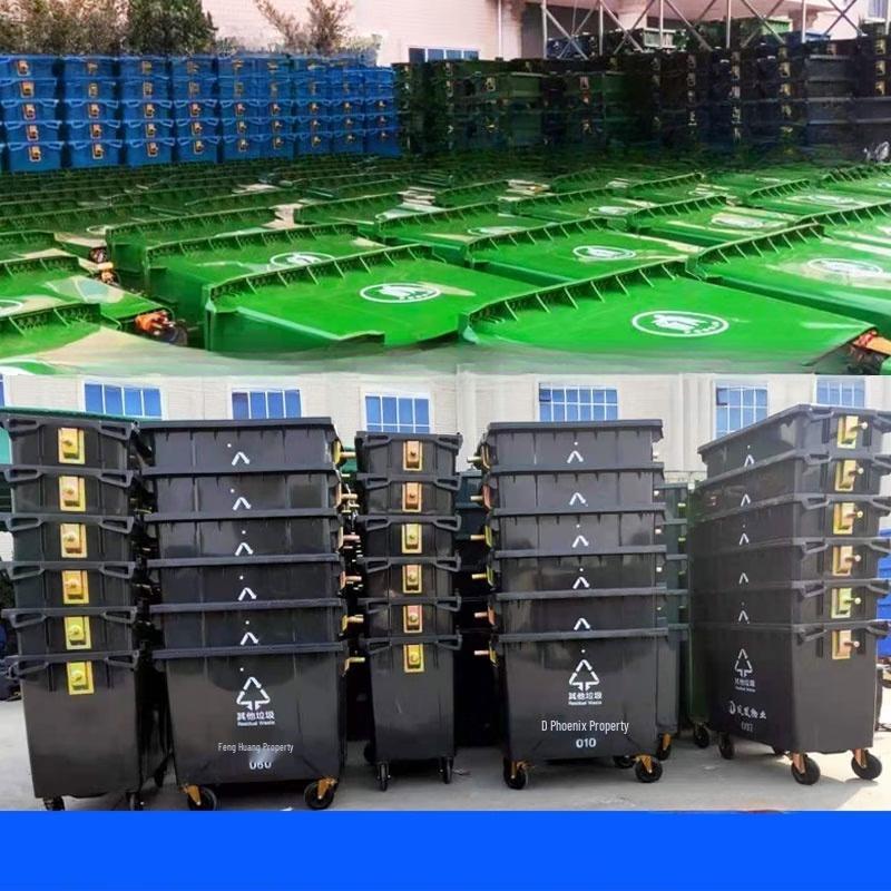 Jundingying 660L Heavy-Duty Waste Bin with Wheels and Lid