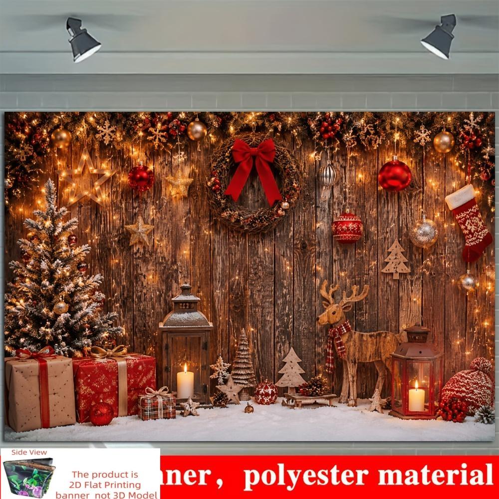 1Pcs Retro Wood Grain Christmas Tree Ornaments Decoration Background Xmas Backdrop Decorations For Photo Studio Photo Booth Party