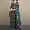DIMANAF New 2026 Summer Beach Women Plus Size Vintage Lady Long Dress Loose Oversize Maxi Printing Cotton