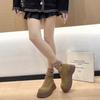 Women's Thick Soled Cotton Shoes Winter New Round Head Suede Back Zipper Anti-slip Wear-resistant Short Boots Platform Heels