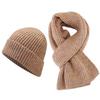 New two-color striped thickened hat, scarf set, autumn and winter outdoor cold-proof knitted hat two-piece set