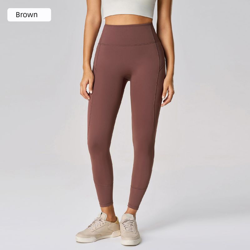 Lu Same Style No Embarrassment Line Fitness Pants Women's Summer Thin High Waist Hip Raise Fitness Pants Back Waist Pocket Yoga Ninth Pants