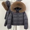OFTBUY Fluffy Jacket Female Hooded White Duck Down Coat 2025 New Autumn Winter Top Clothing Women Tnick WarmReal Fox Fur Caot