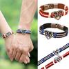 Lover Couple Hollow Love Heart Knitted Leather Bangle Alloy Cuff Buckle Bracelet