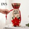 Christmas Party Table Decorations Wine Gift Bag, Reusable Burlap Bottle Cover with Drawstring, Plaid Bags Xmas Tree Gnome Truck Print Sleeves