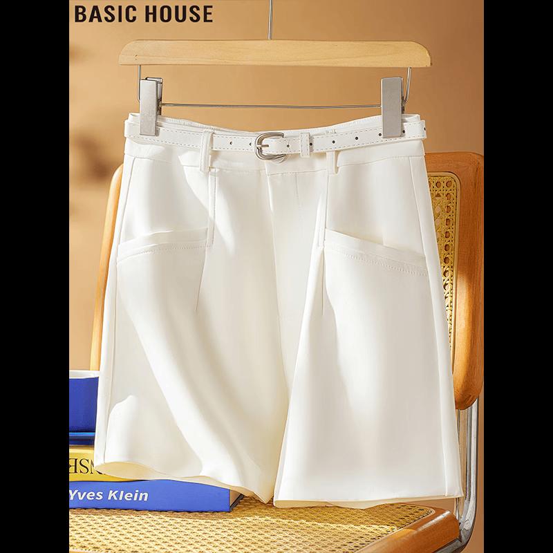 Basic House Women s French Style High-Waist Wide-Leg Suit Shorts S чёрный