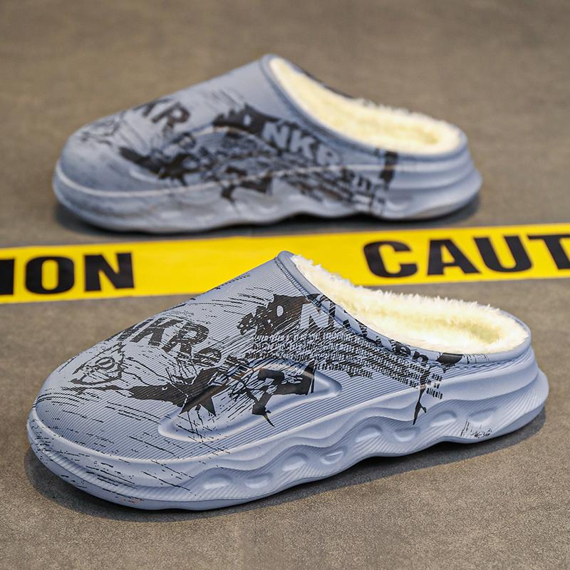 Fashion Winter Slippers For Men Eva Casual Shoe Indoor Ourdoor Warm Plush Non-slip Platform Waterproof Young Fashion Footwear New Style