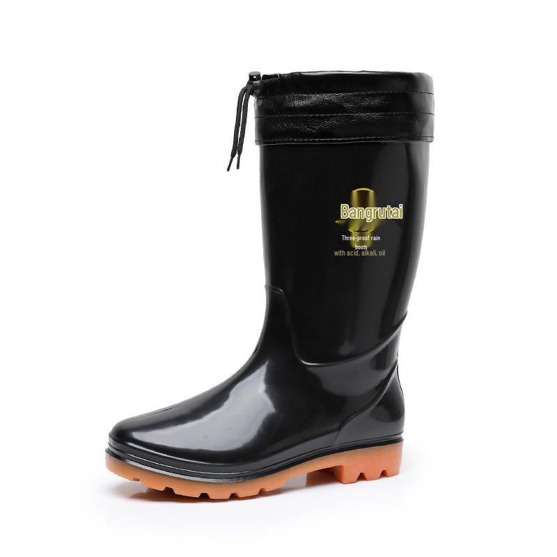 Lutai Herren PVC High-Top Regenstiefel - Verschleißfest, Kältebeständig, Plus Samt, Verdickt für Bau und Autowäsche.