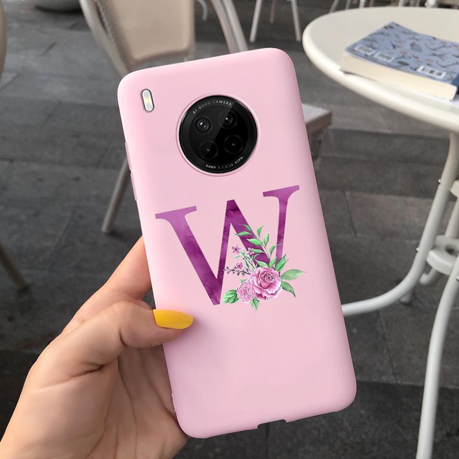 For Huawei Y9a 2020 Case 6.63'' Cute 26 Letters Cover Case For Huawei Y9a Y 9a Soft TPU Fundas HuaweiY9a Shockproof Phone Bumper