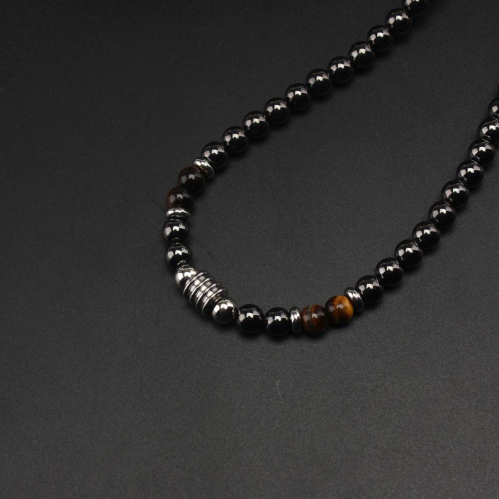 6mm Black Magnetic Hematite Round Beads Beaded Tiger-eye Stone Necklace for Men and Women