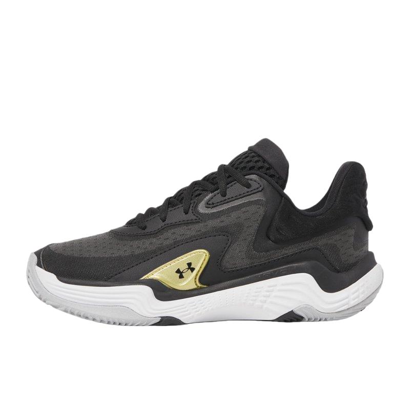 Under Armour Spawn 7 Black Metallic Gold Unisex Sneakers 3028461-002