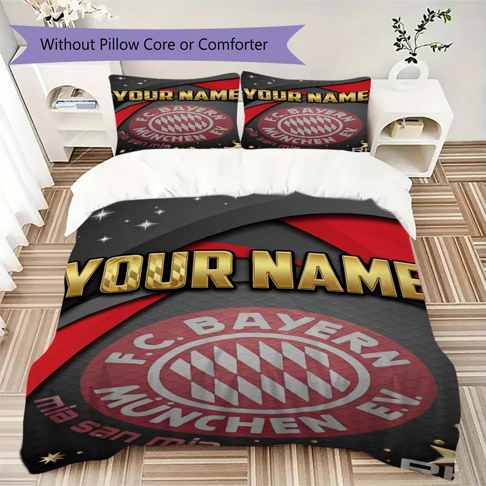 Custom Name Bayern Munich Pattern Bedding uilt Set uilt Cover Pillowcase Home Decoration Birthday Gift (1*duvet cover+2*pillowcase without core)