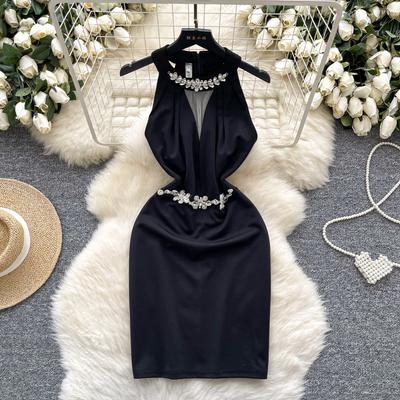Summer Women Luxury Beading Slim Bodycon Mini Short Sexy Club Party Dresses