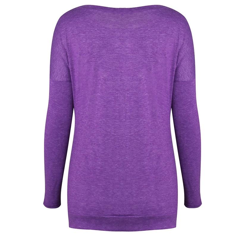 Fashion Women Long Sleeve Casual Blouse Stylish Tunic With Brown Button Accents