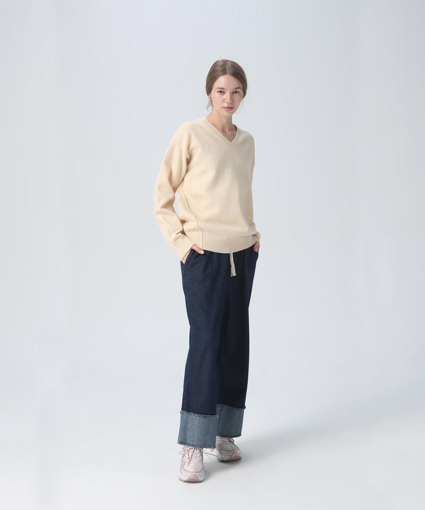Beullumeol Pbt Wool V-Neck Knit - Oatmeal Beige