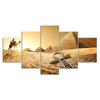 Egypt Pyramids Camel Animal Desert Scenery 5 Piece Five Panel Wall Canvas Print Modern Art Poster Picture Home Decor Gift For Him For Her