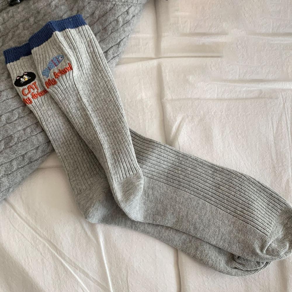 Breathable Couples Sock Cartoon Cat Sports Socks Comfortable Mid Tube Socks  for Men Women