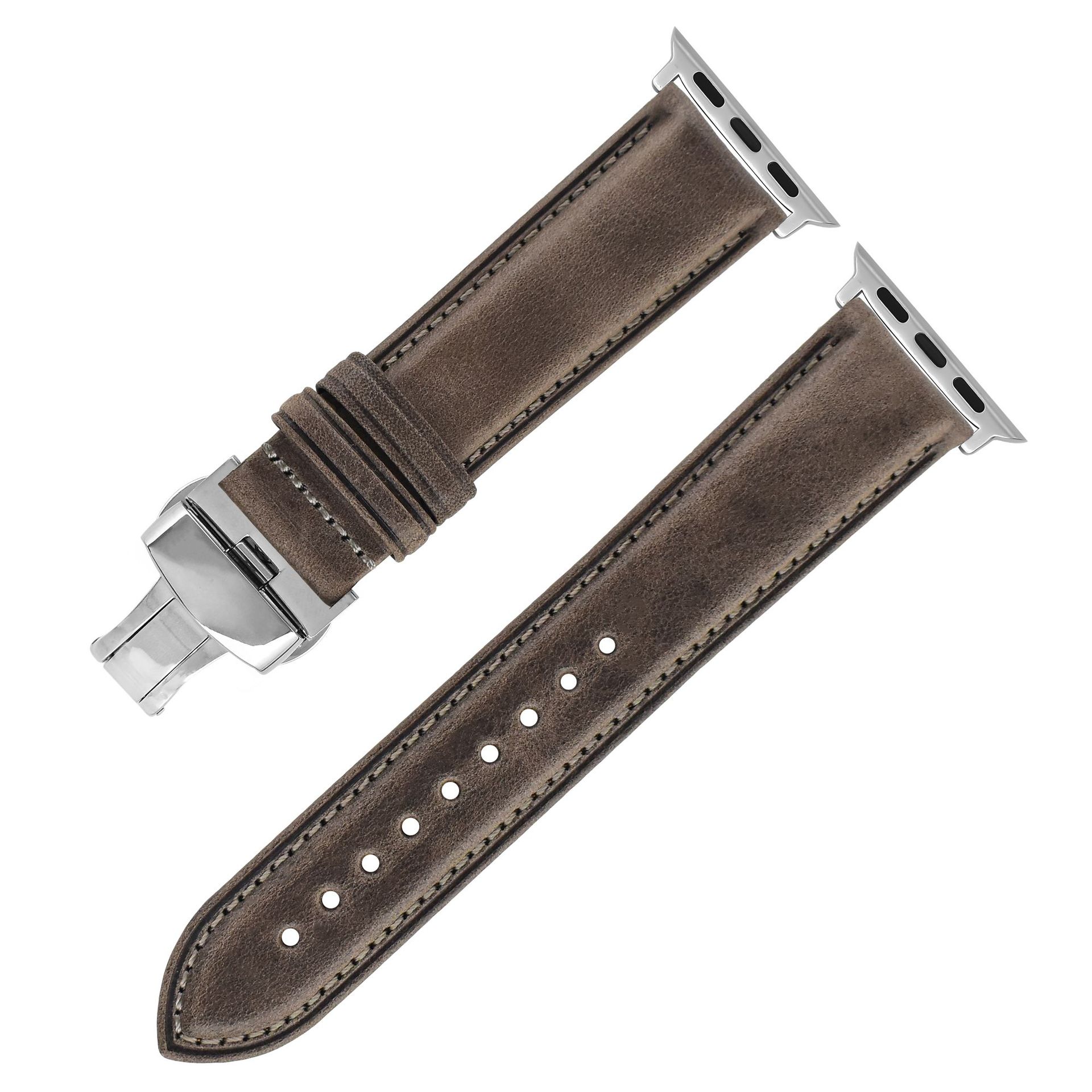 

The First-Layer Cowhide Bracelet Is Suitable For Apple Watch S7 Strap Applewatch8 Genuine Leather Butterfly Buckle Strap. 38/40/41mm