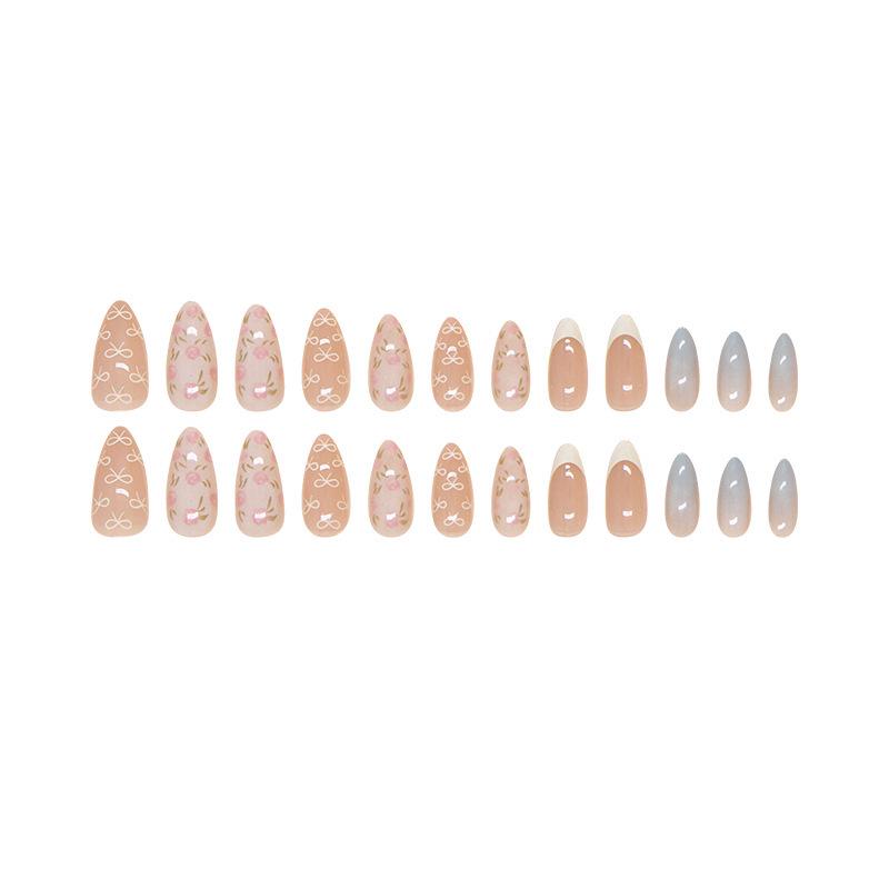 Gradient French Floral Nail Art Patches - Versatile, Simple, Wearable False Nail Tips
