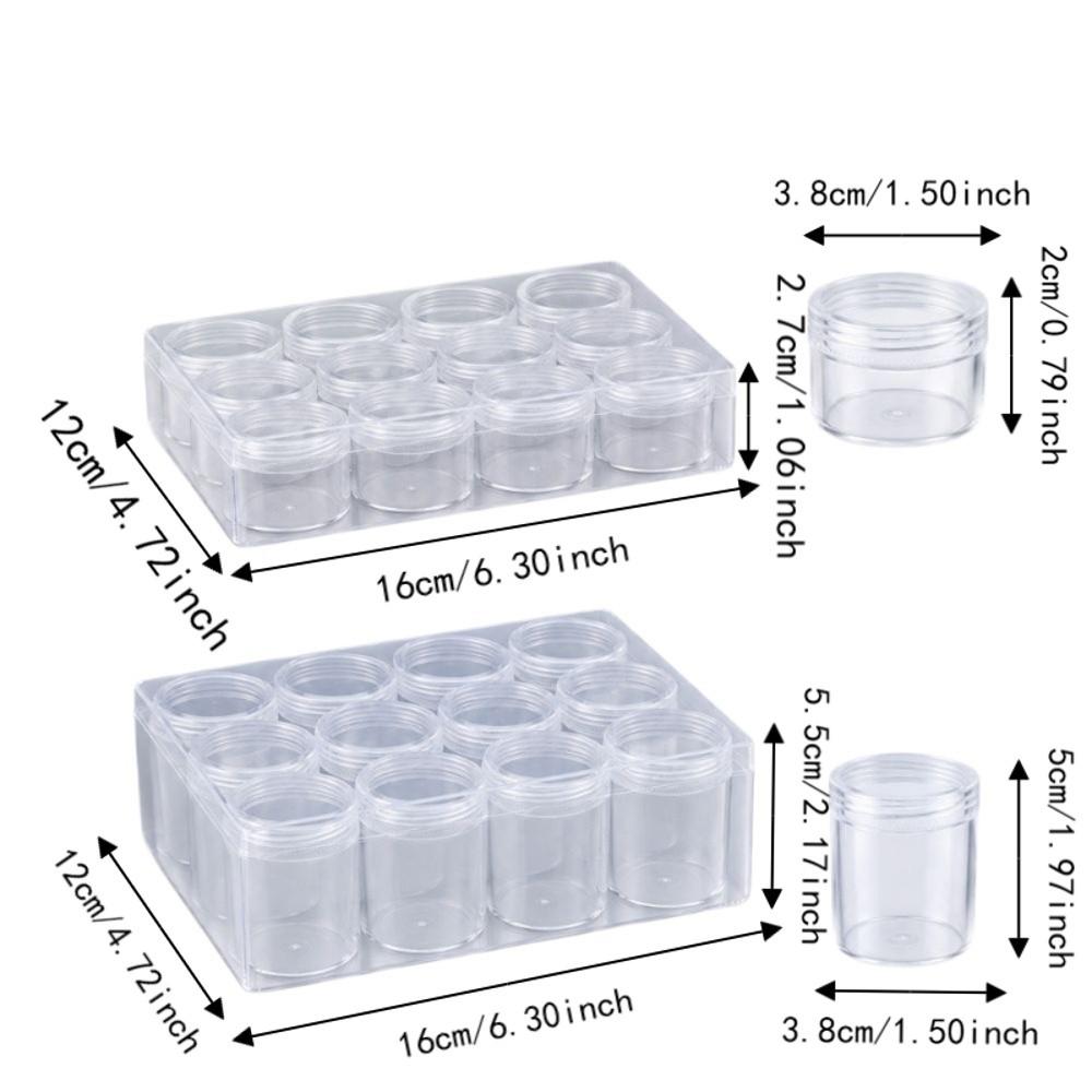 2pcs Rectangle Shape Jewelry Beads Storage Box 12 Bottles Plastic Storage Organizer DIY Craft Use
