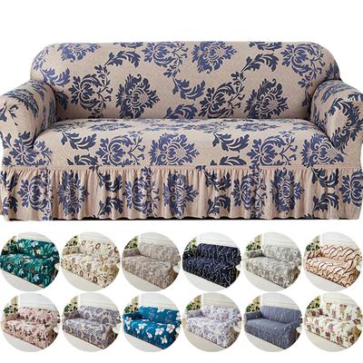 1pc Floral Printed Sofa Slipcover Elastic Couch Cover With Skirt Furniture Protector for Bedroom Office Living Room Home Decor