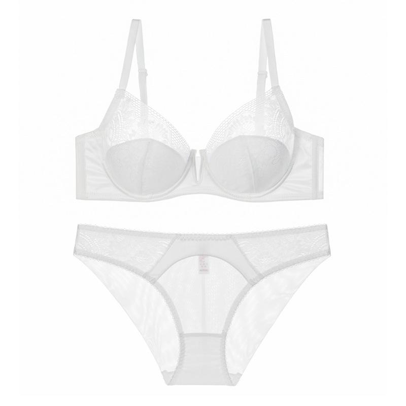 "Lace Half-Cup Push-Up Bra & Panty Set – Seamless and Sexy"
