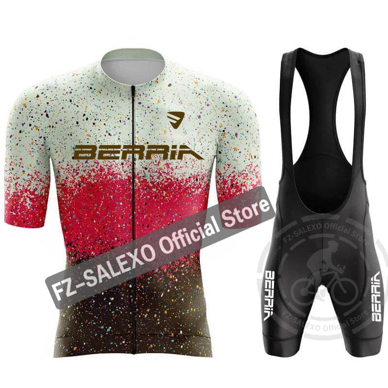 BERRIA Cycling Jersey Set 2024 Summer Men Star Point Cycling Clothing Short Bike Jersey Breathable Racing Sport Bicycle Jersey