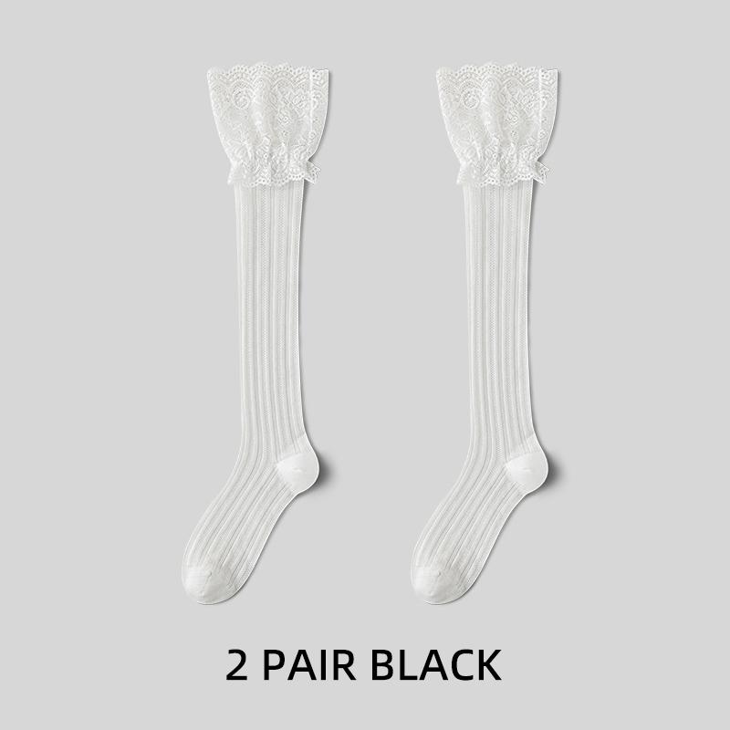 Women's Floral Lace Calf Socks Lolita Girls Thigh High Over Knee Stockings Retro Warm Boot Socks JK Style