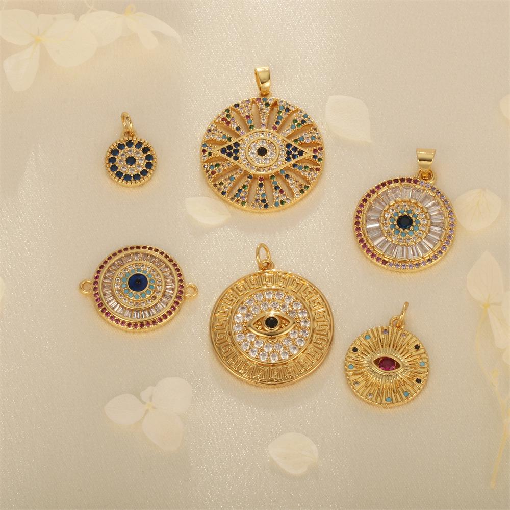 

European & American Style DIY Jewelry: Copper Micro-Inlaid Zircon Evil Eye Pendant Necklace, Earrings & Key Charm